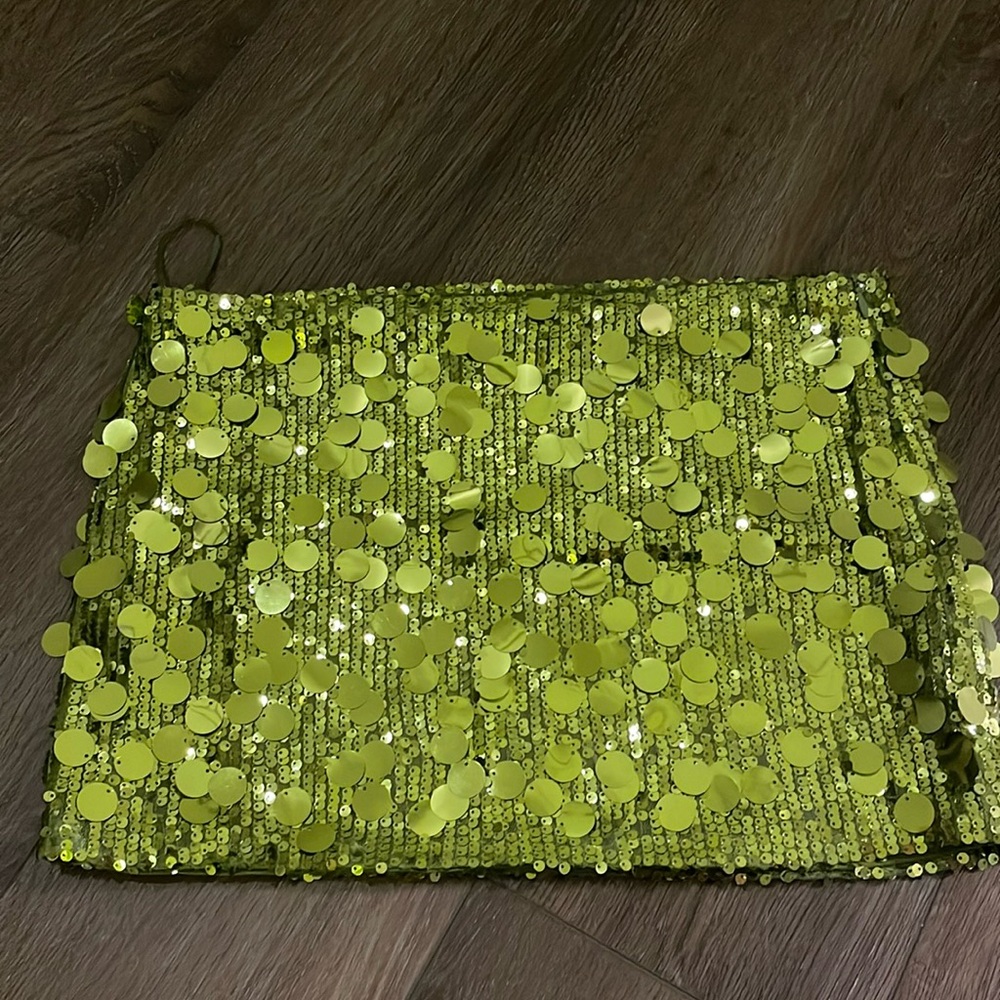 GREEN SEQUIN SKIRT